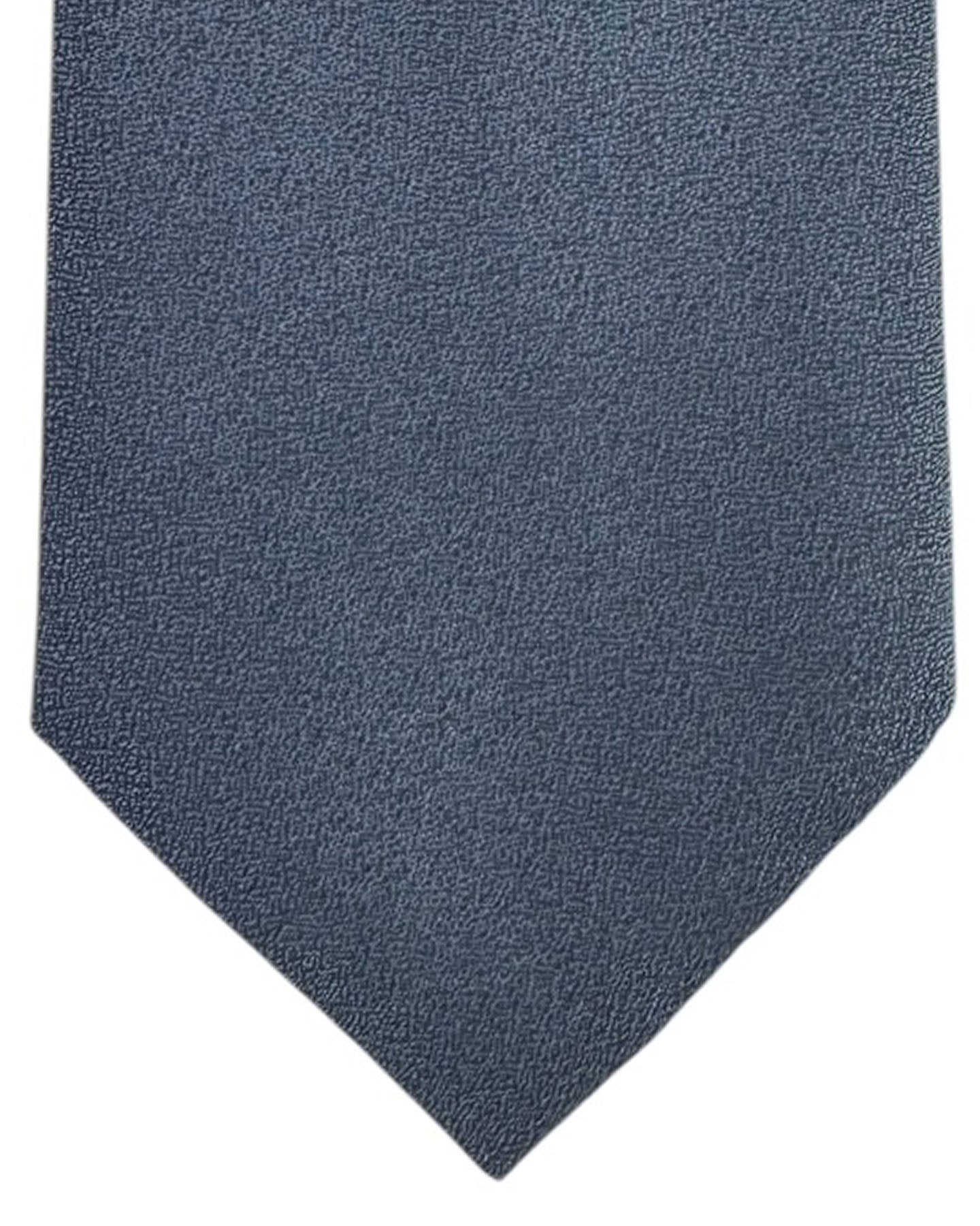 Armani Silk Tie Steel Blue Solid Textured