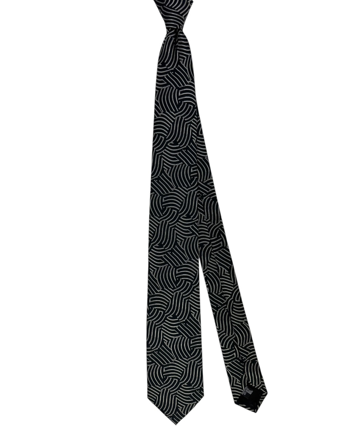 Armani Silk Tie Black Abstract Swirl Pattern