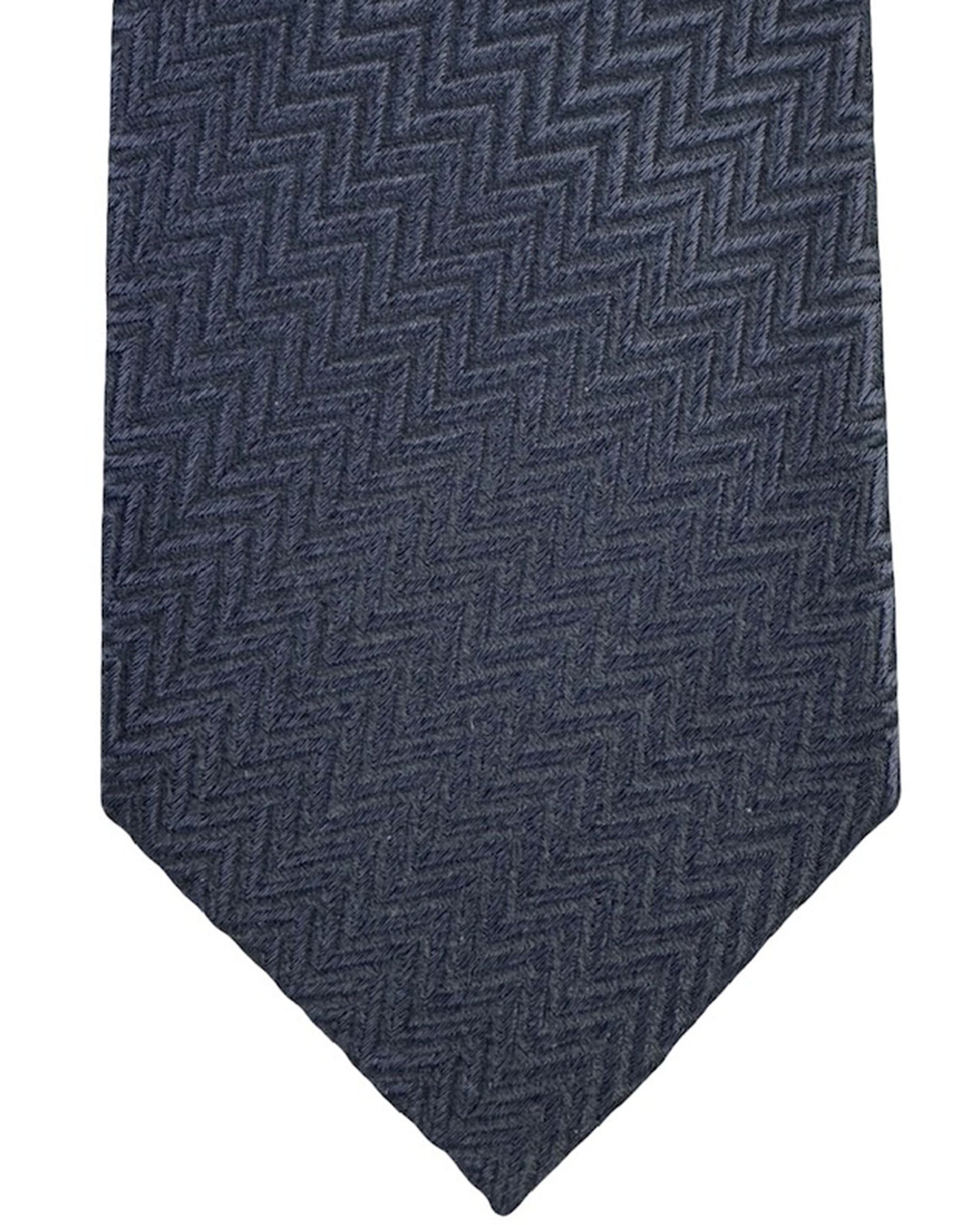 Emporio Armani Tie Anthracite Gray Herringbone Weave