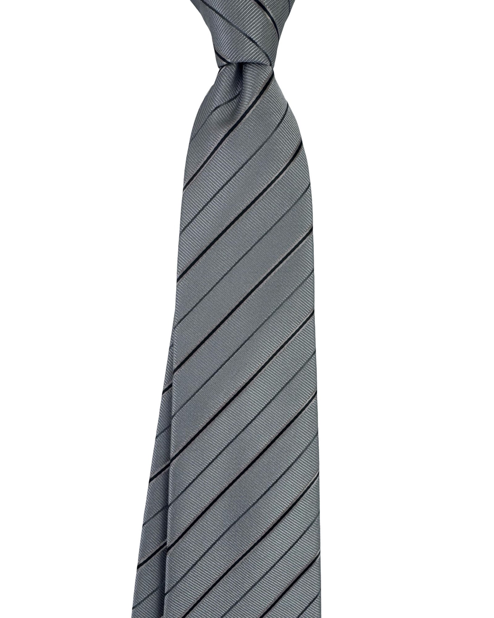 Armani Silk Tie Gray Stripes Pattern