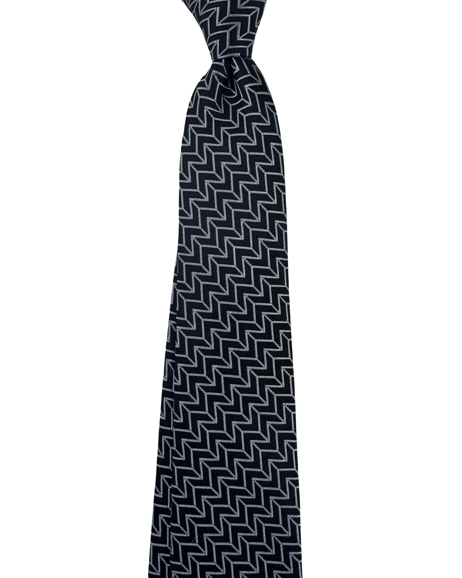 Armani Tie Black And White Chevron Geometric Pattern