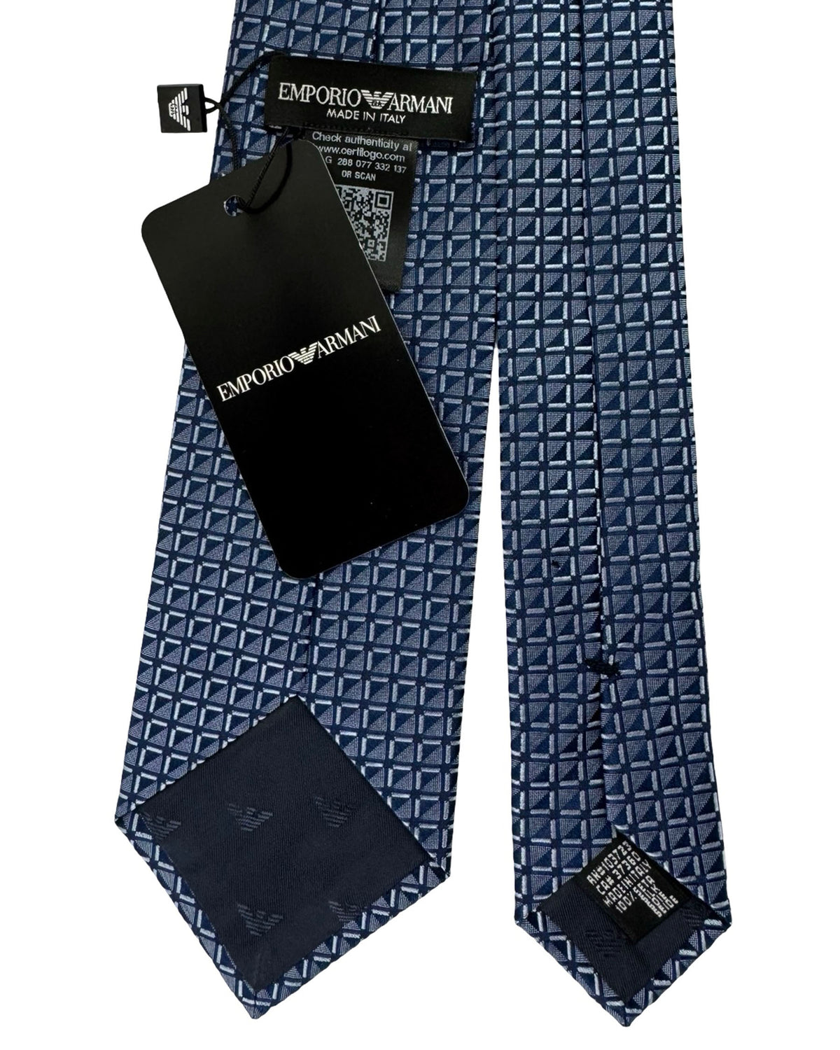 Emporio Armani Tie Dark Blue Geometric Square
