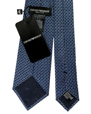 Emporio Armani Tie Dark Blue Geometric Square
