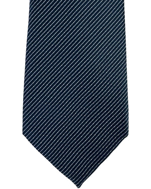 Armani Tie Dark Blue Silver Pinstripe