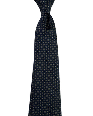 Armani Tie Midnight Blue Taupe Dots & Circles