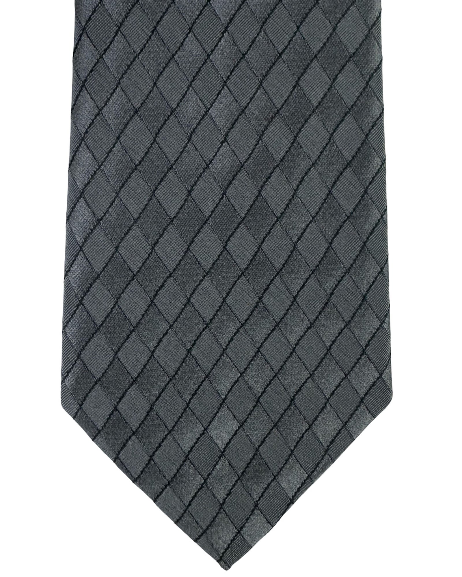 Emporio Armani Tie Gray Diamond Grid Pattern
