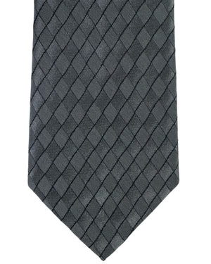 Emporio Armani Tie Gray Diamond Grid Pattern
