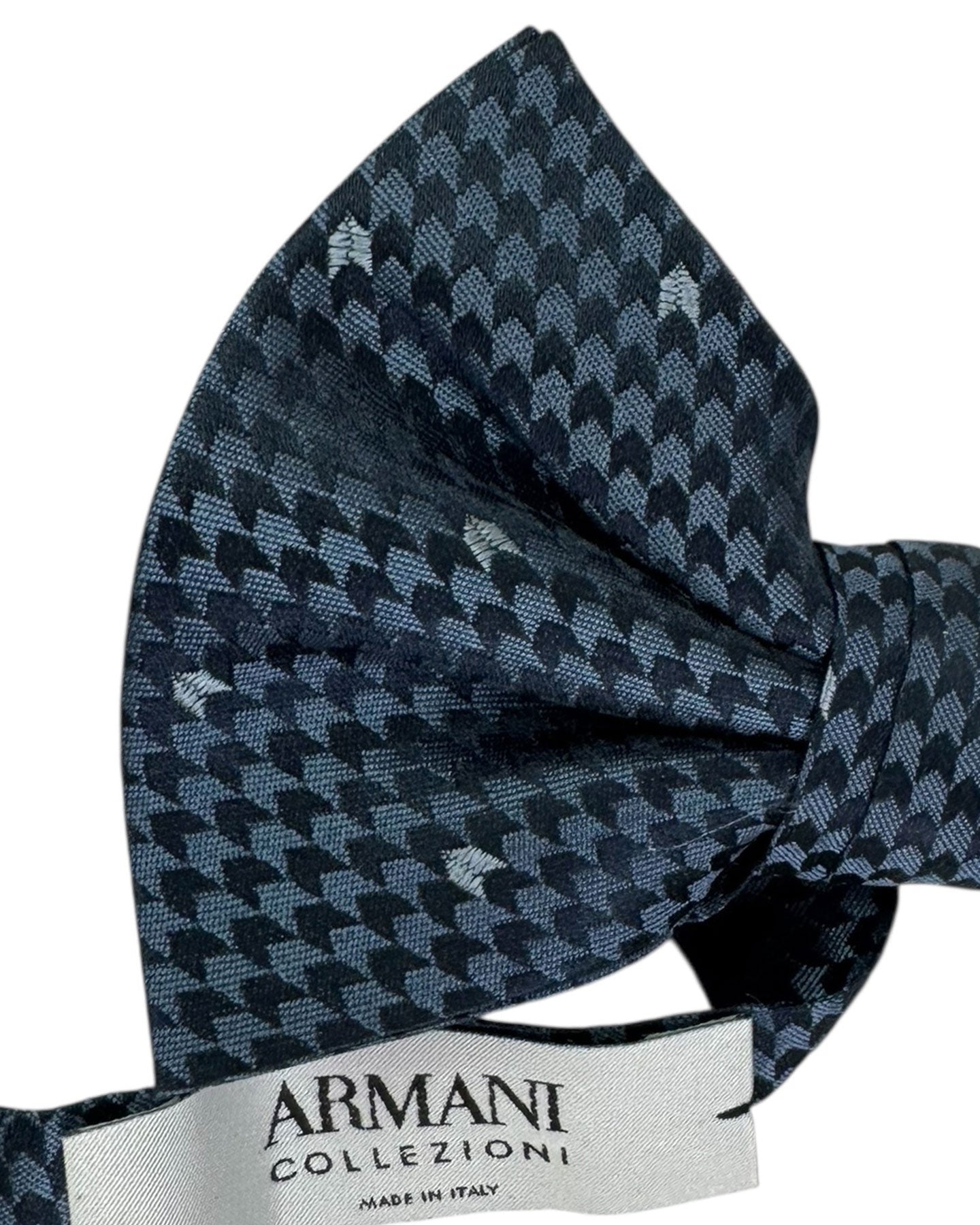 Armani Silk Bow Tie Gray Houndstooth