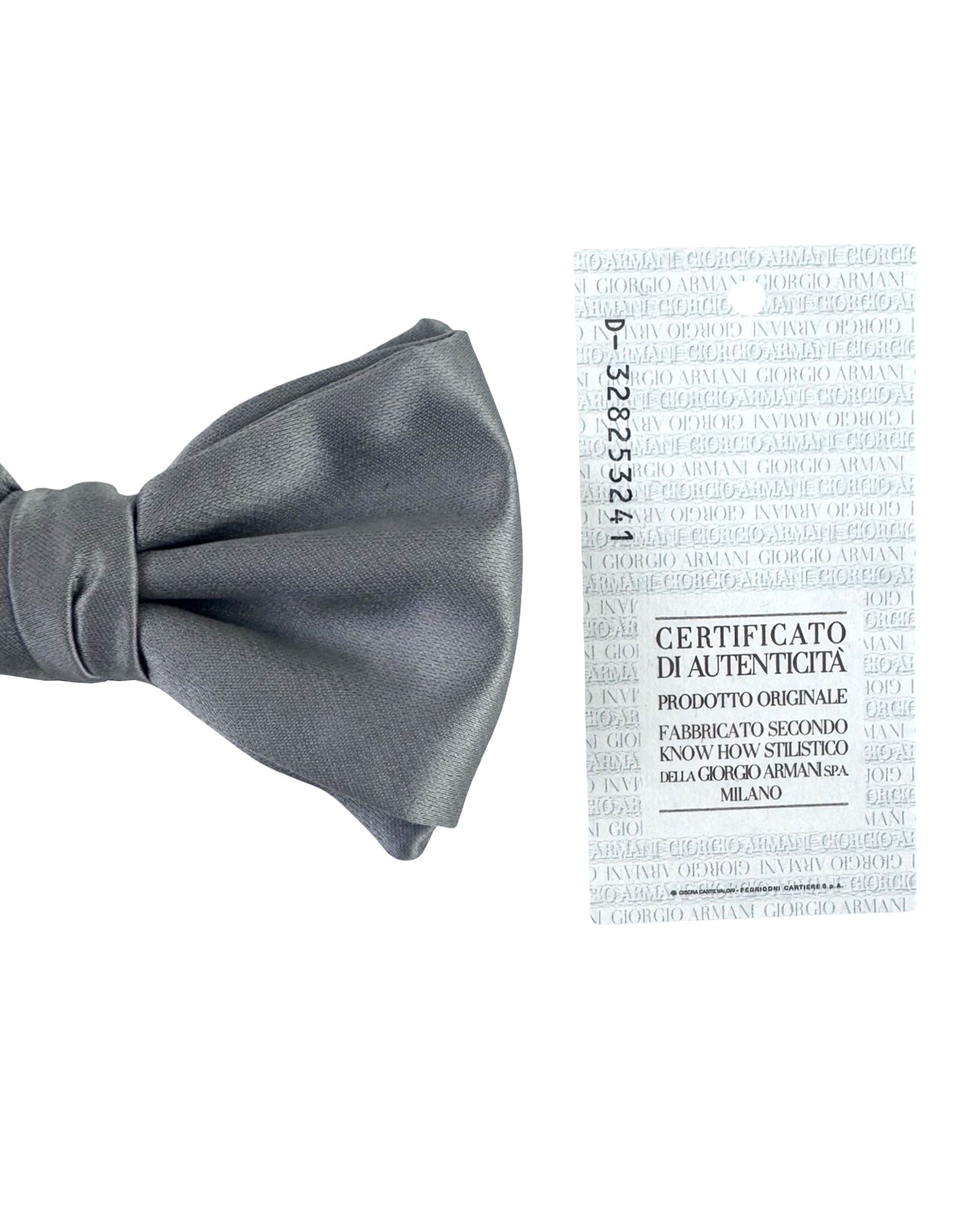 Armani Silk Bow Tie Gray Solid