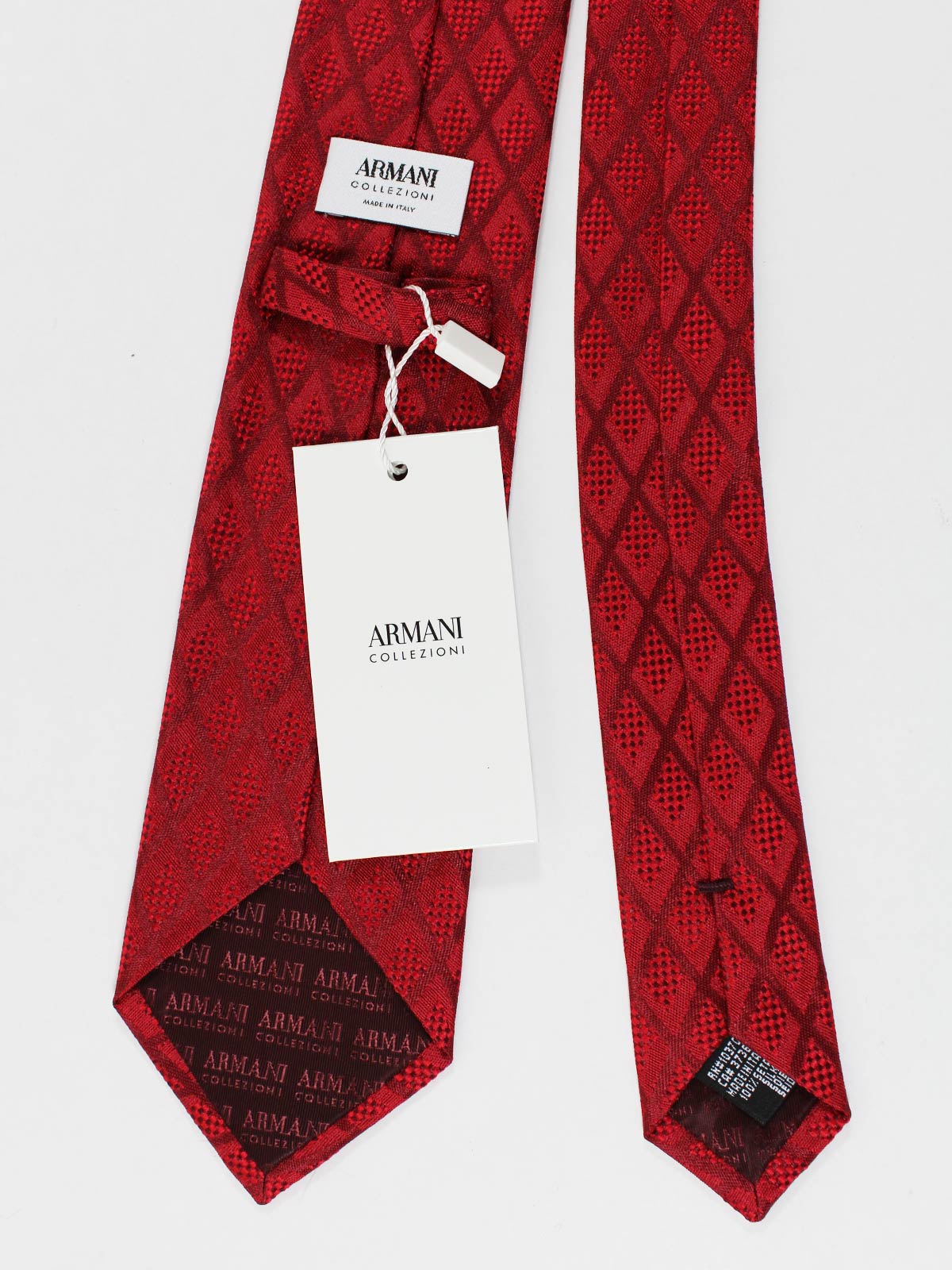Armani Collezioni Tie Red Burgundy Diamonds