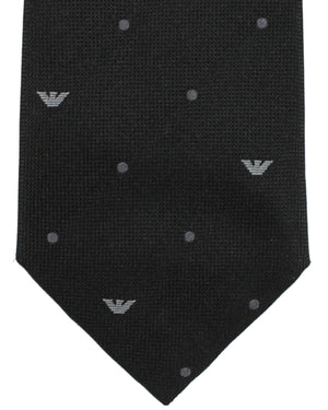 Armani Silk Tie Black Gray Logo