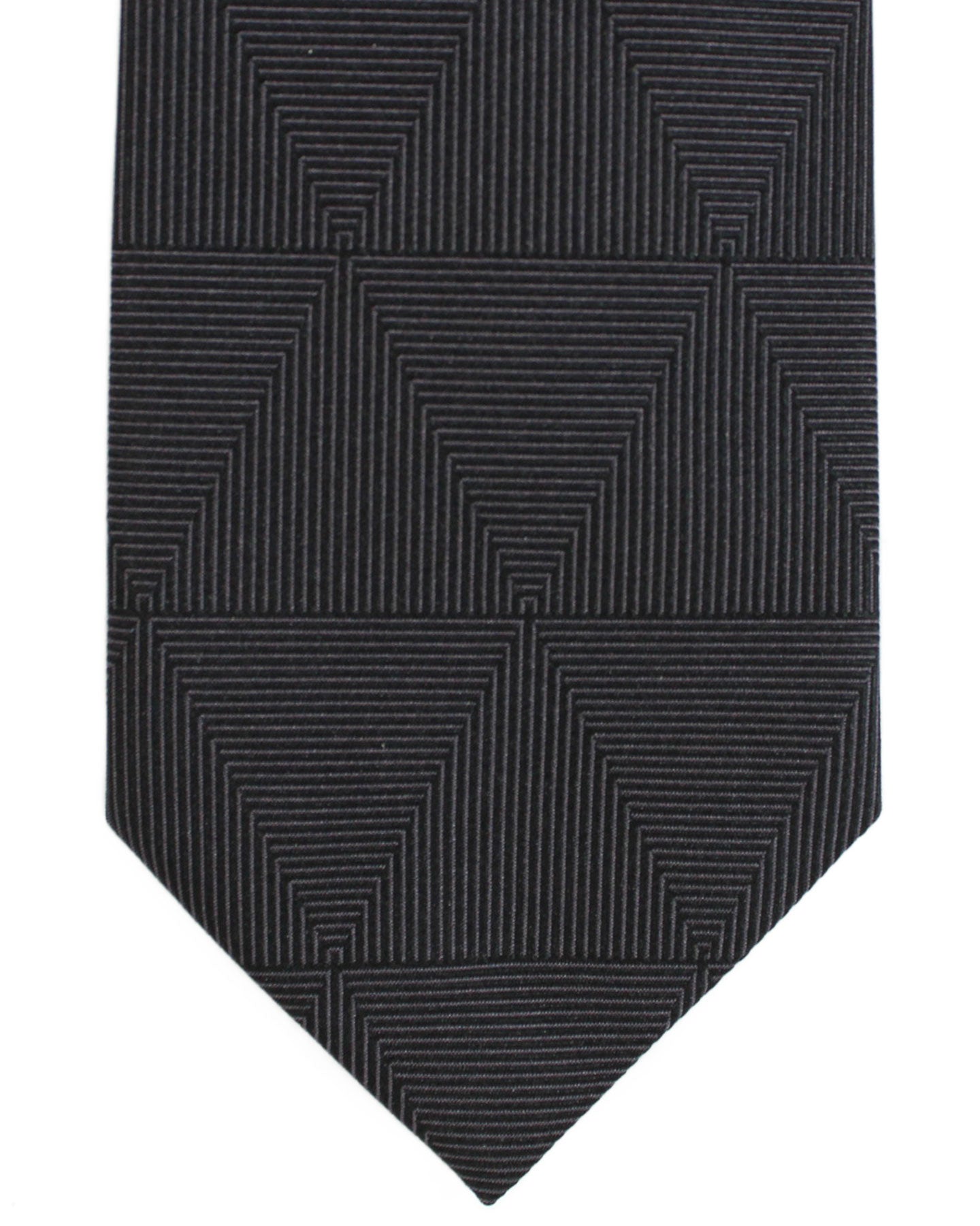 Armani Silk Tie Dark Blue Gray Geometric Armani Collezioni