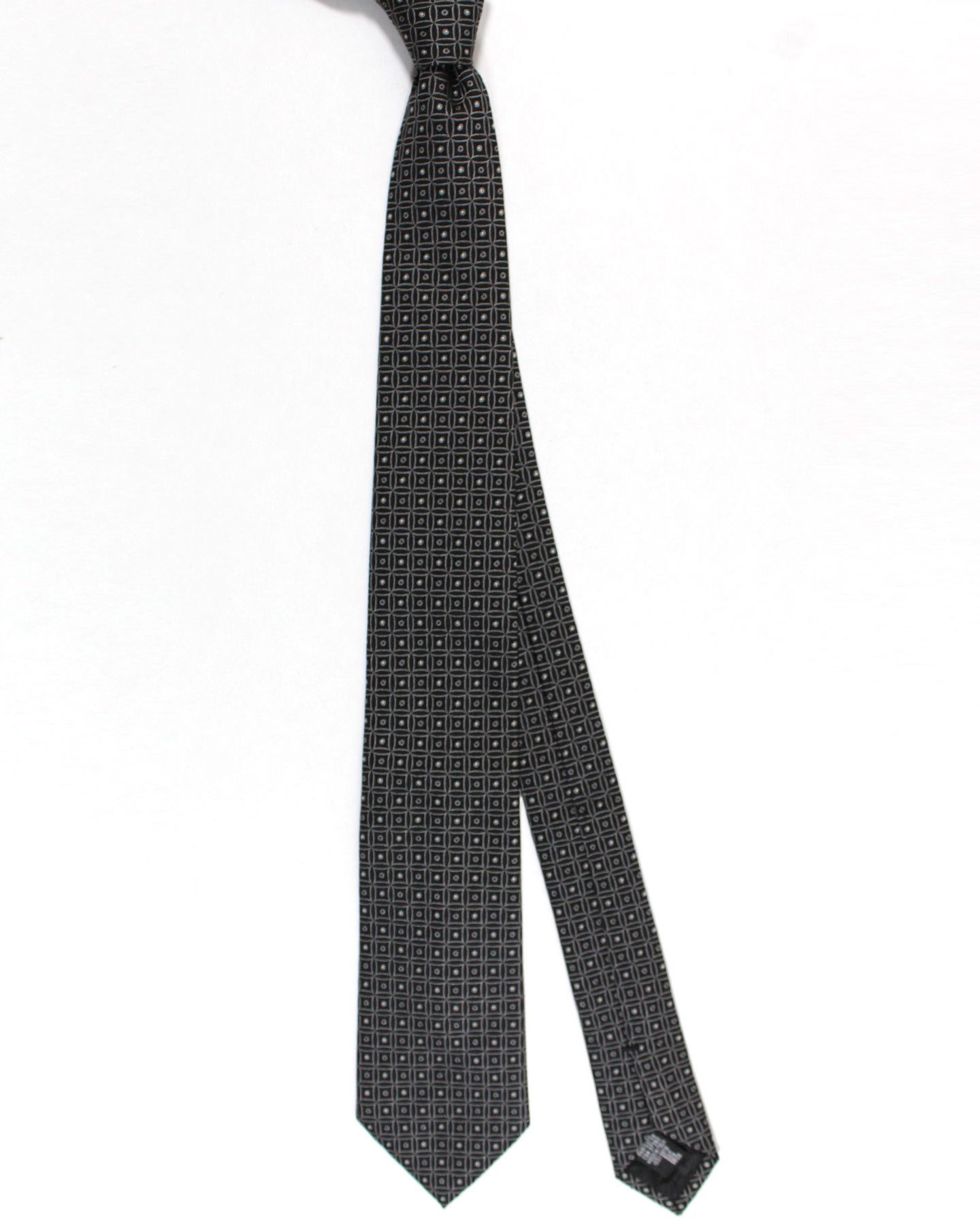 Armani Silk Tie Black Gray Geometric Armani Collezioni
