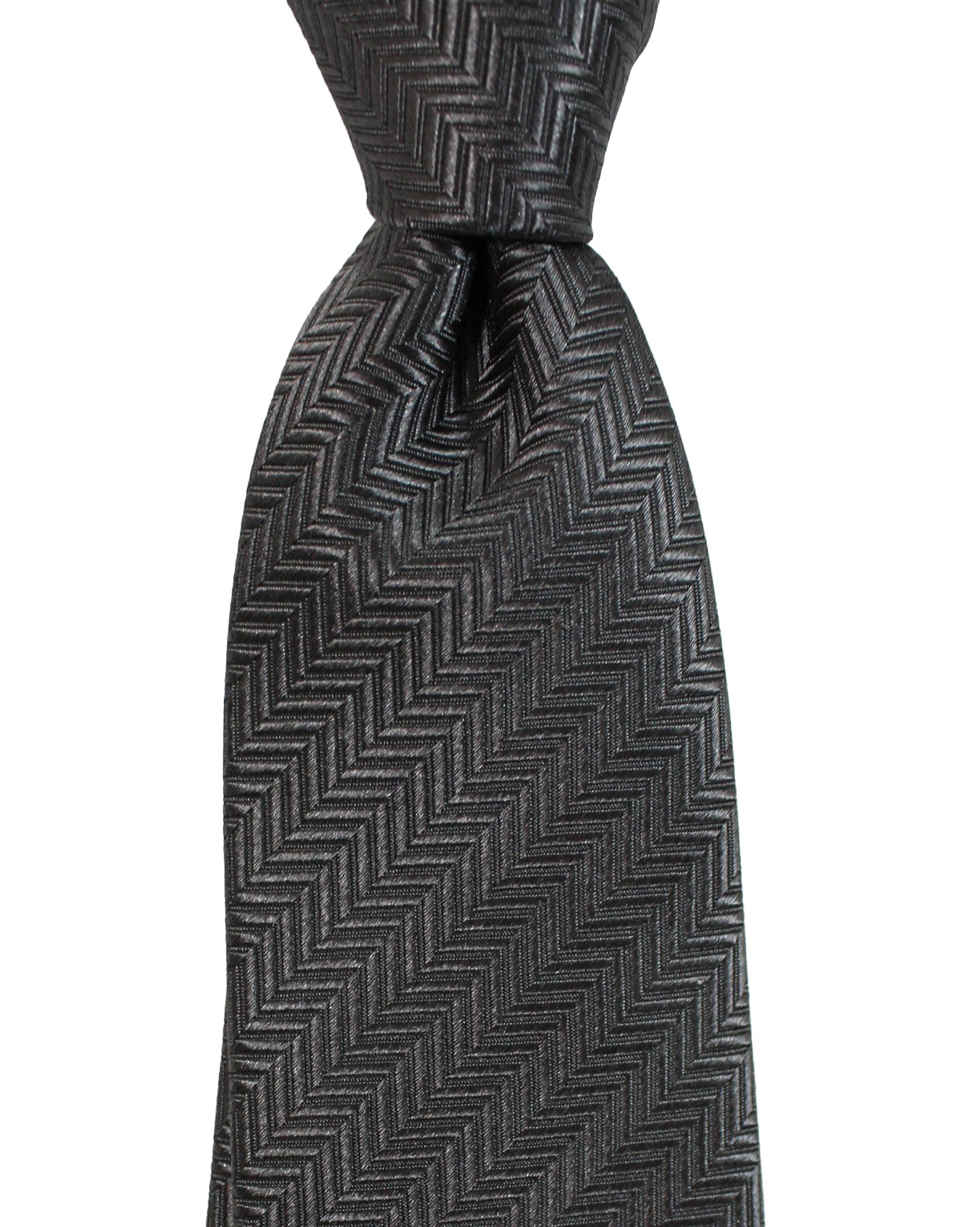 Armani Silk Tie Charcoal Gray Herringbone Armani Collezioni