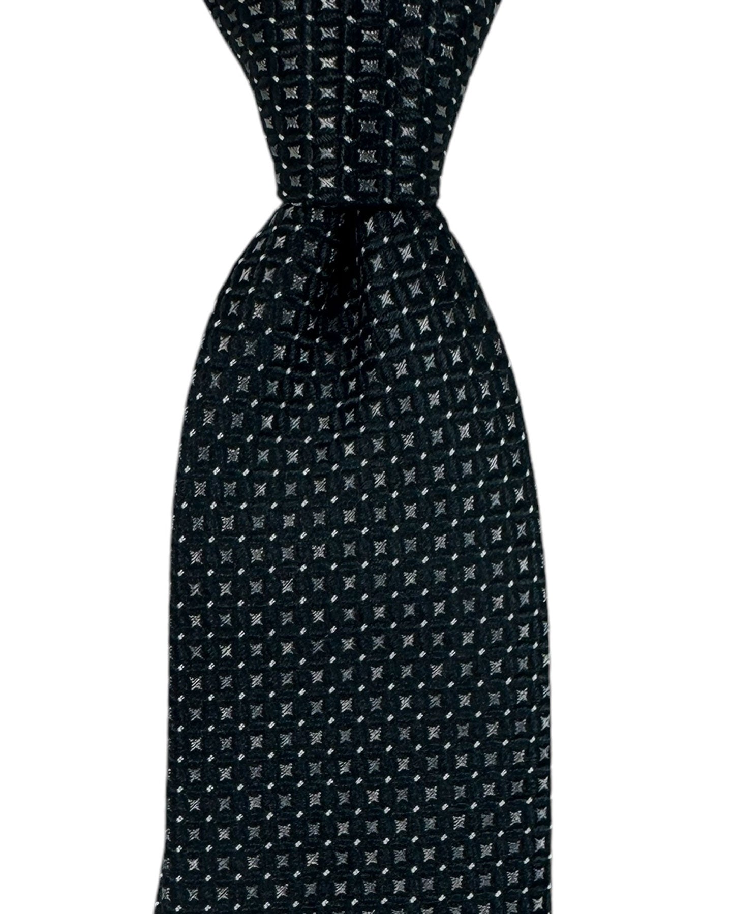 Armani Silk Tie Black Gray MicroPattern