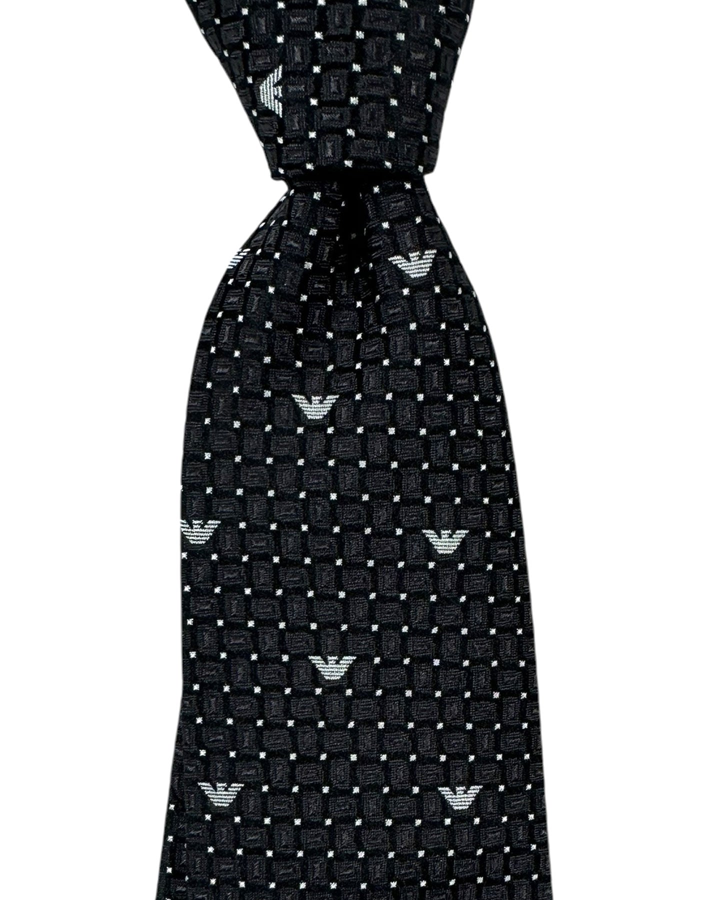 Armani Silk Tie Black Silver Logo