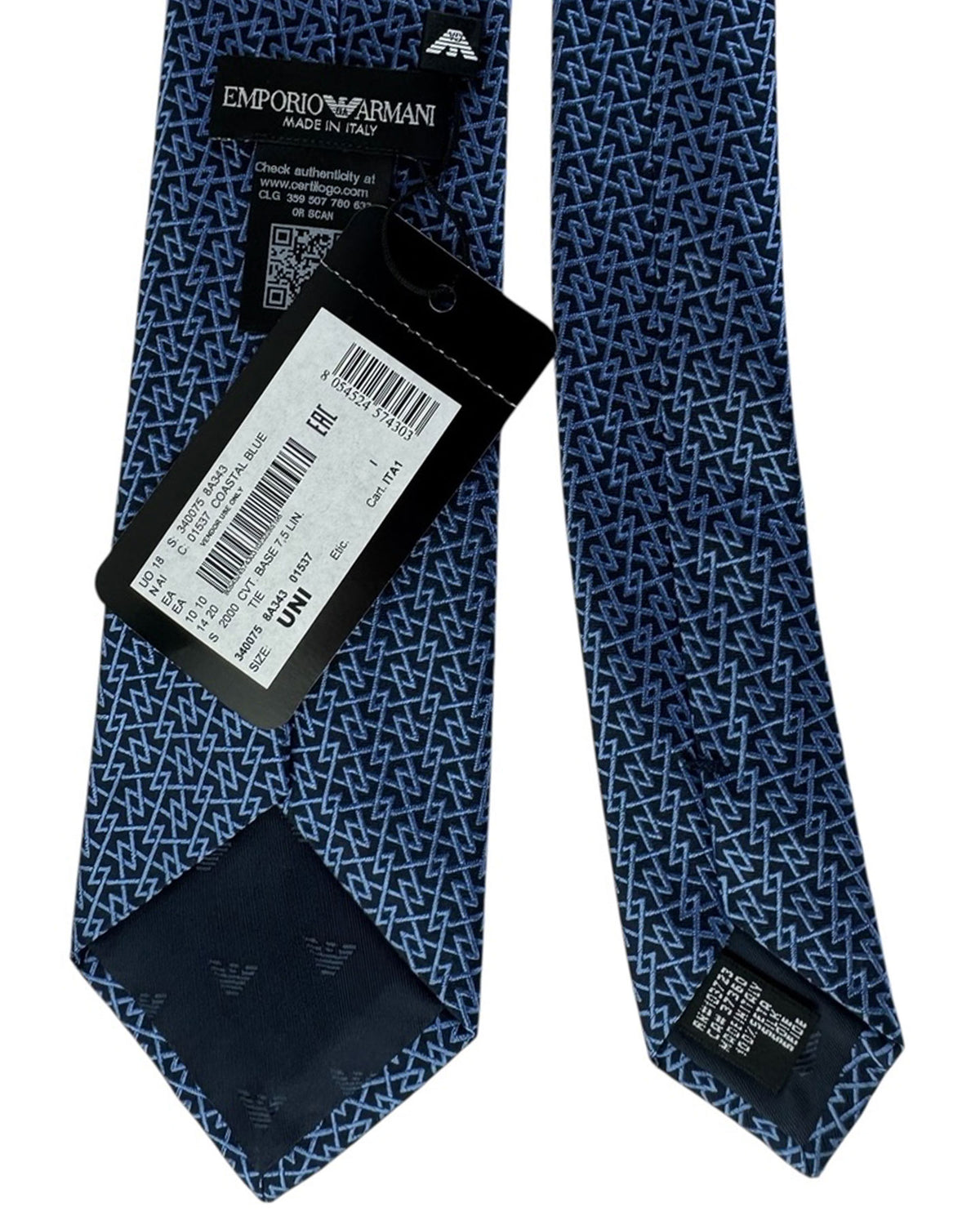 Armani Necktie Navy Blue Geometric Pattern