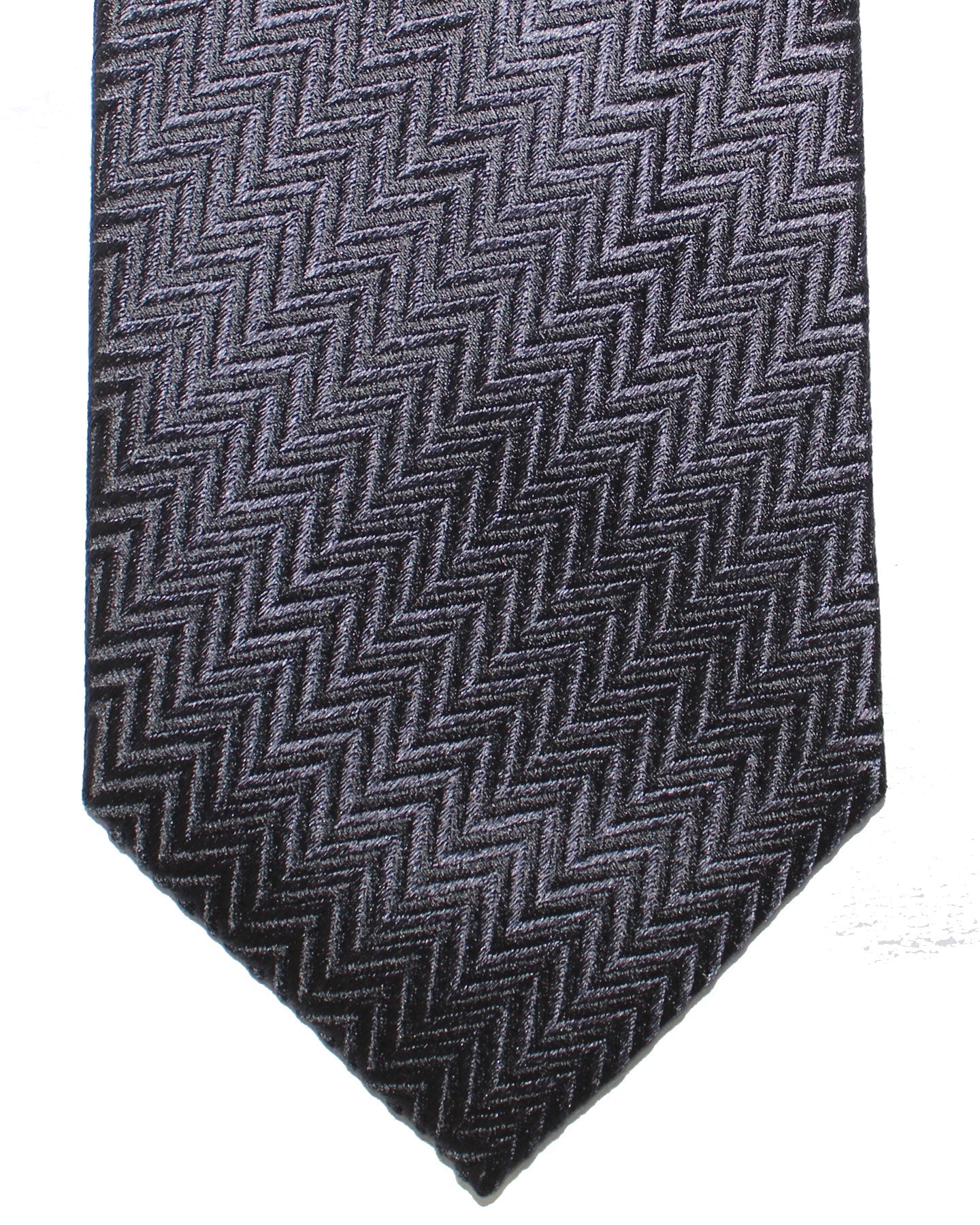 Armani Silk Tie Gray Herringbone Design