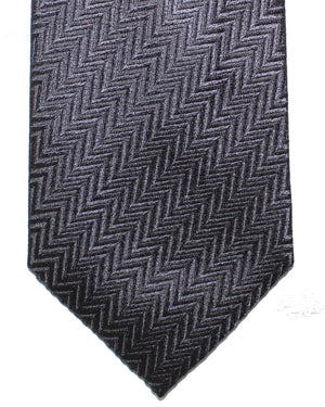 Armani Silk Tie Gray Herringbone Design