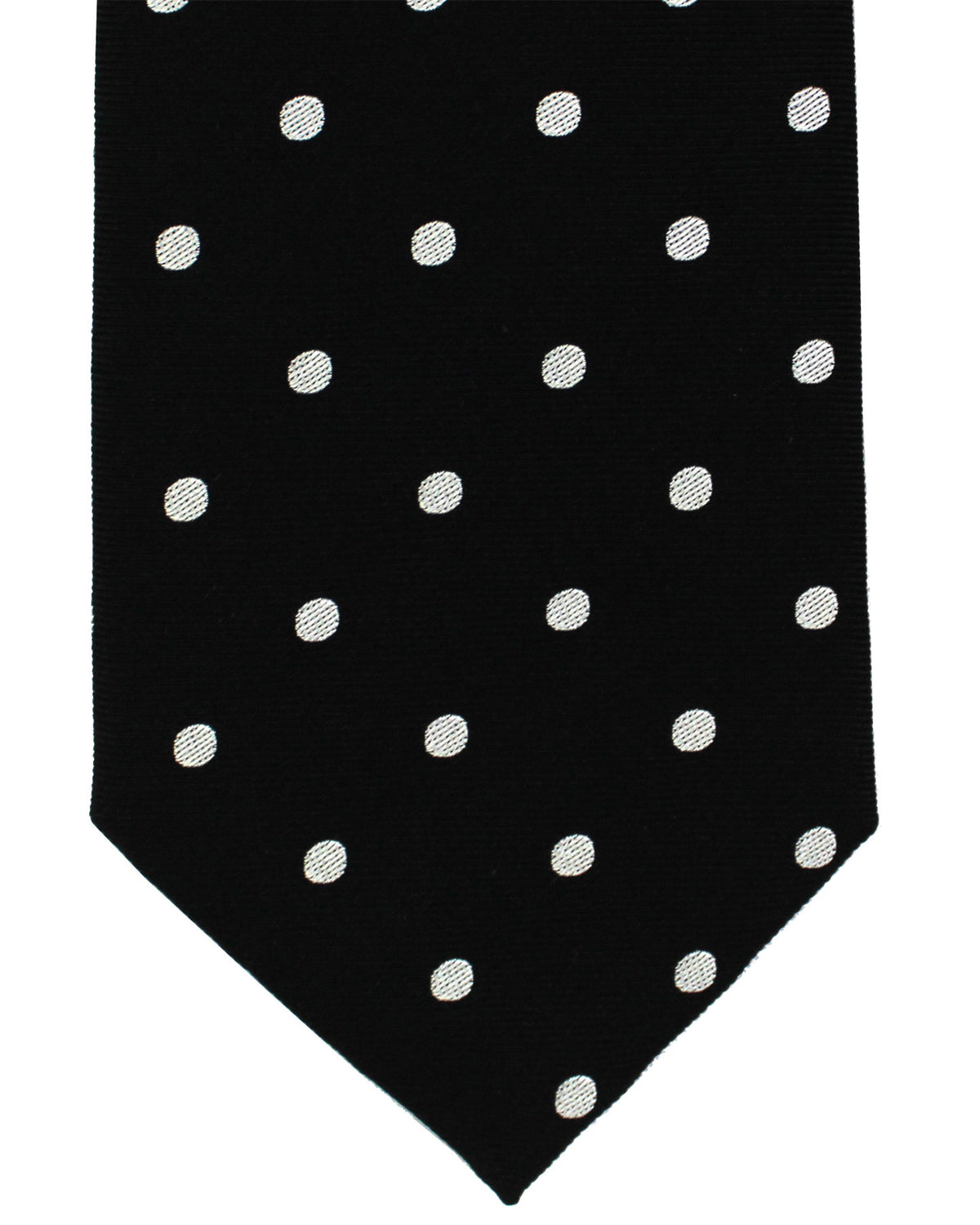 Armani Silk Tie Black Silver Polka Dots