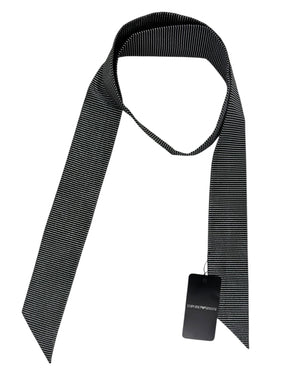 Armani Silk Tie Skinny Black Silver Stripes - Special Edition Neck Scarf BLACK FRIDAY SALE