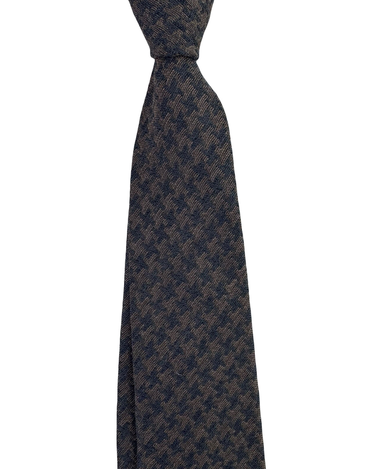 Armani Tie Brown Houndstooth - Wool silk SALE