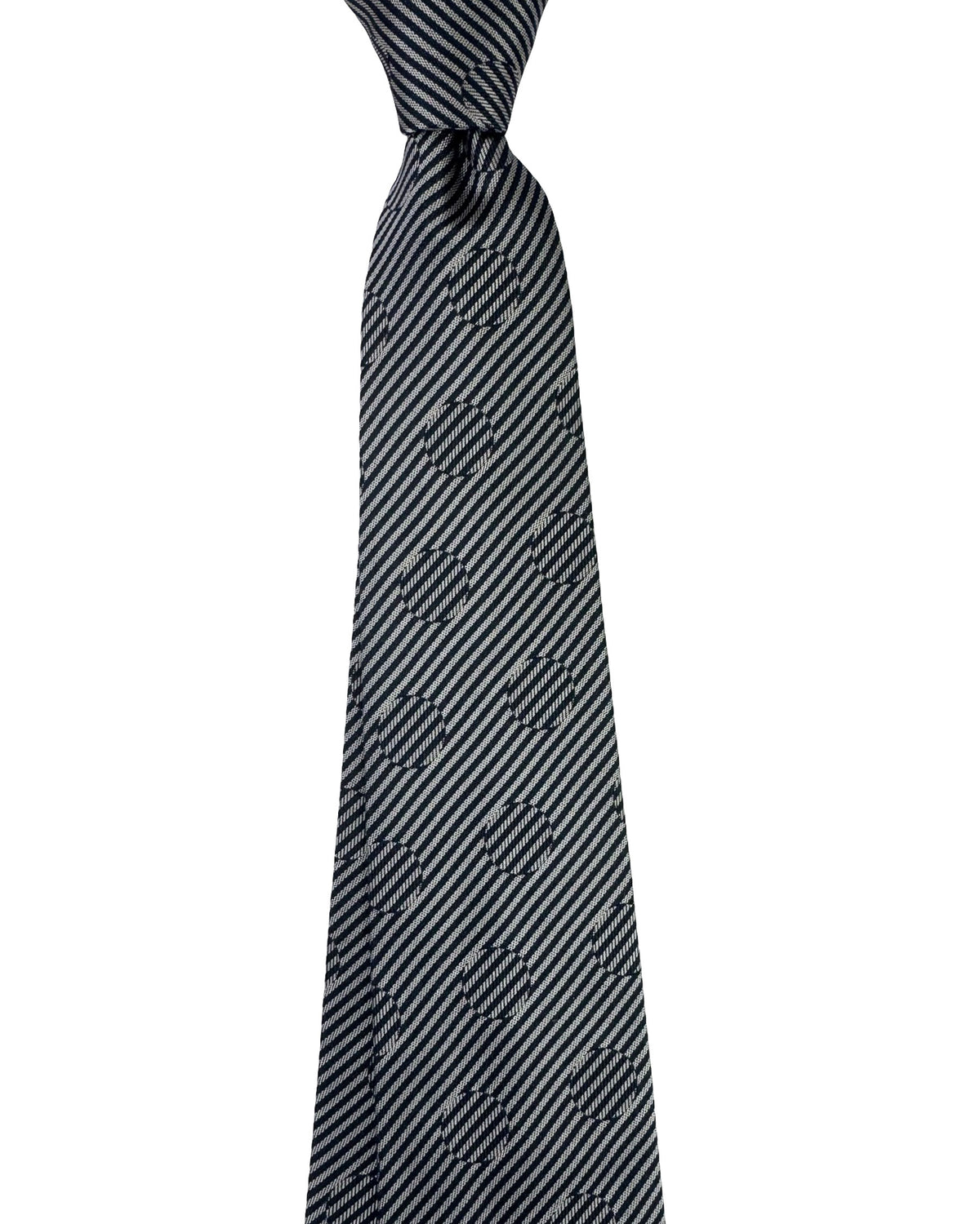 Armani Silk Tie Gray Striped Polka Dots