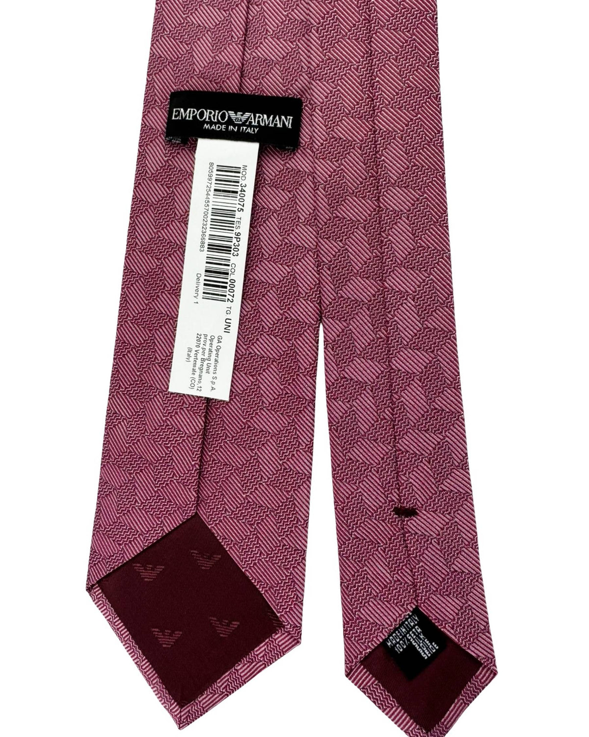 Armani Tie Textured Rose Pink Diamond Pattern