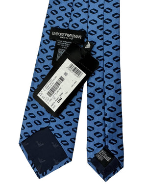 Armani Tie Blue with Navy Blue Geometric Design