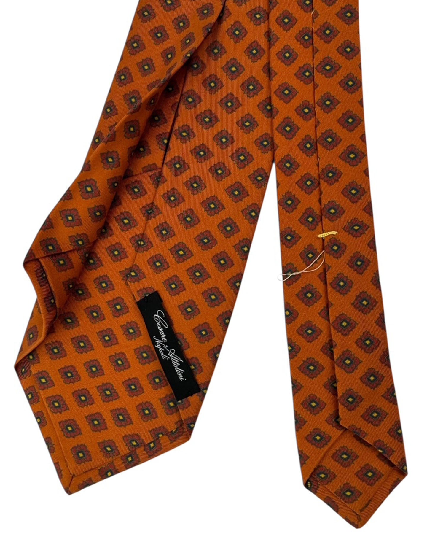 Cesare Attolini Sevenfold Tie Burnt Orange Motif