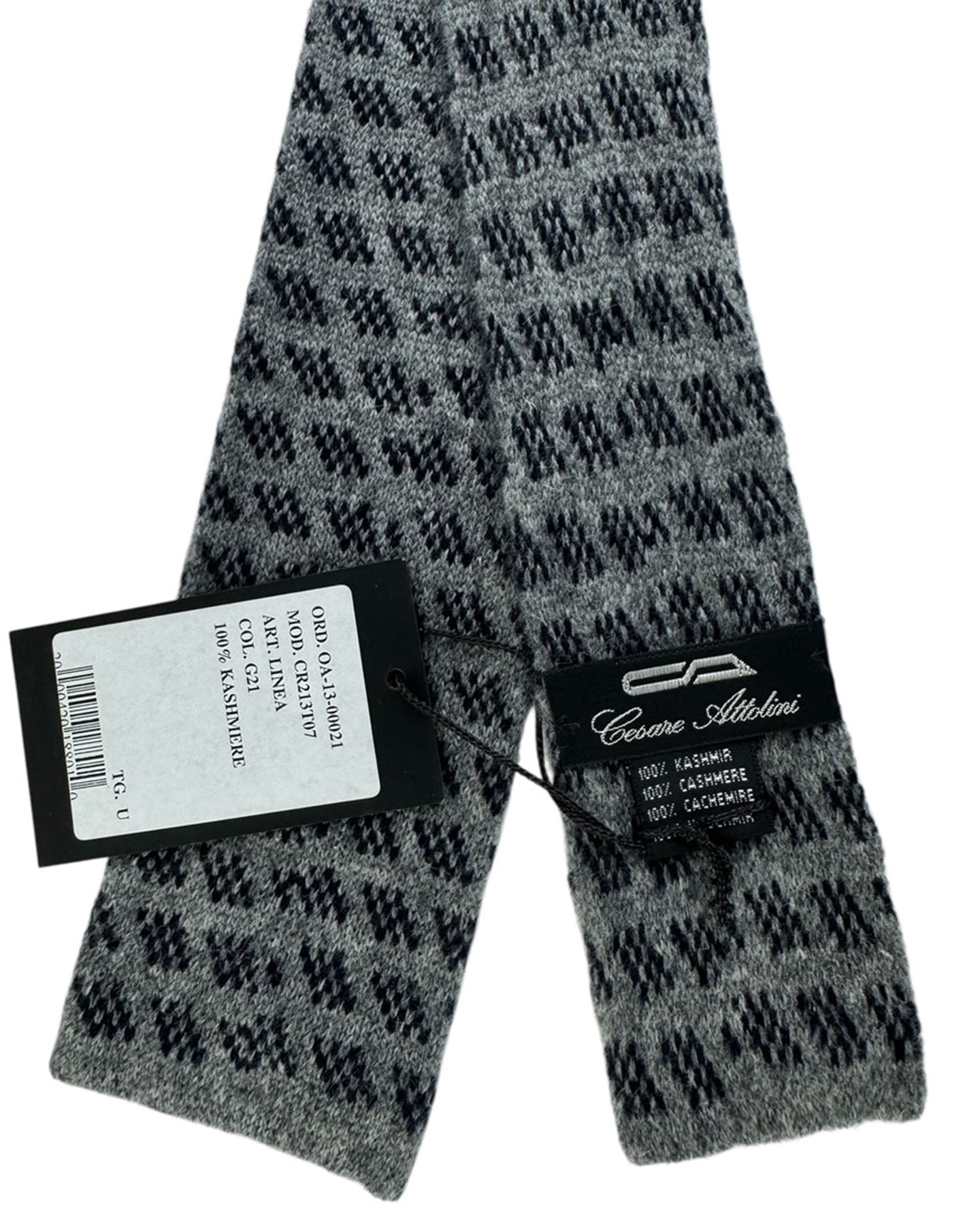 Cesare Attolini Cashmere Gray Textured Knit Tie