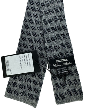 Cesare Attolini Cashmere Square End Tie Gray Black New
