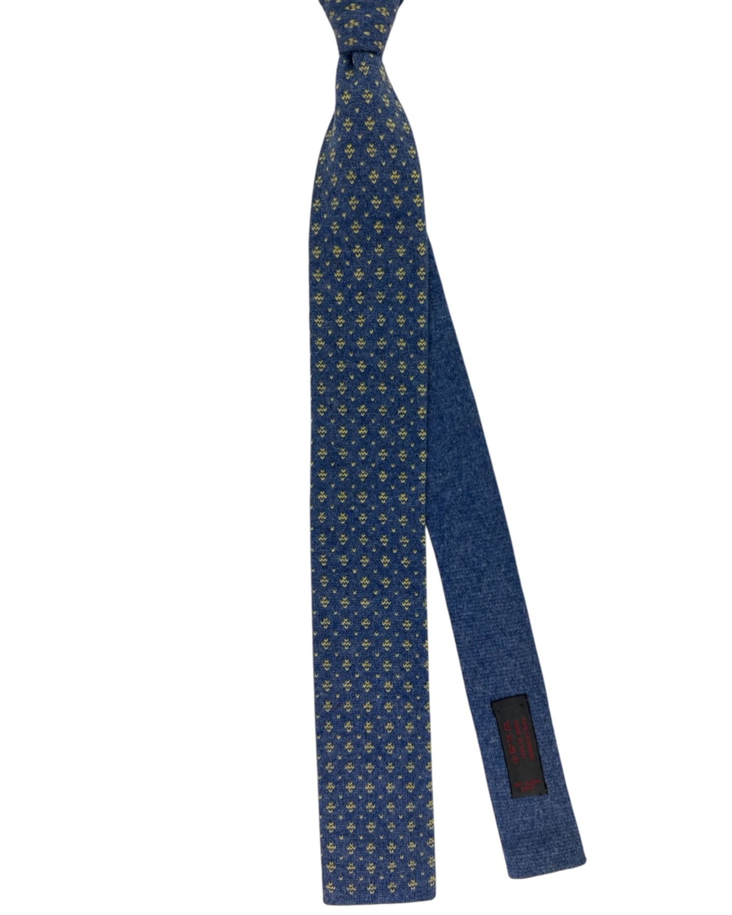 Cesare Attolini Cashmere Blue Yellow Floral Knit Tie