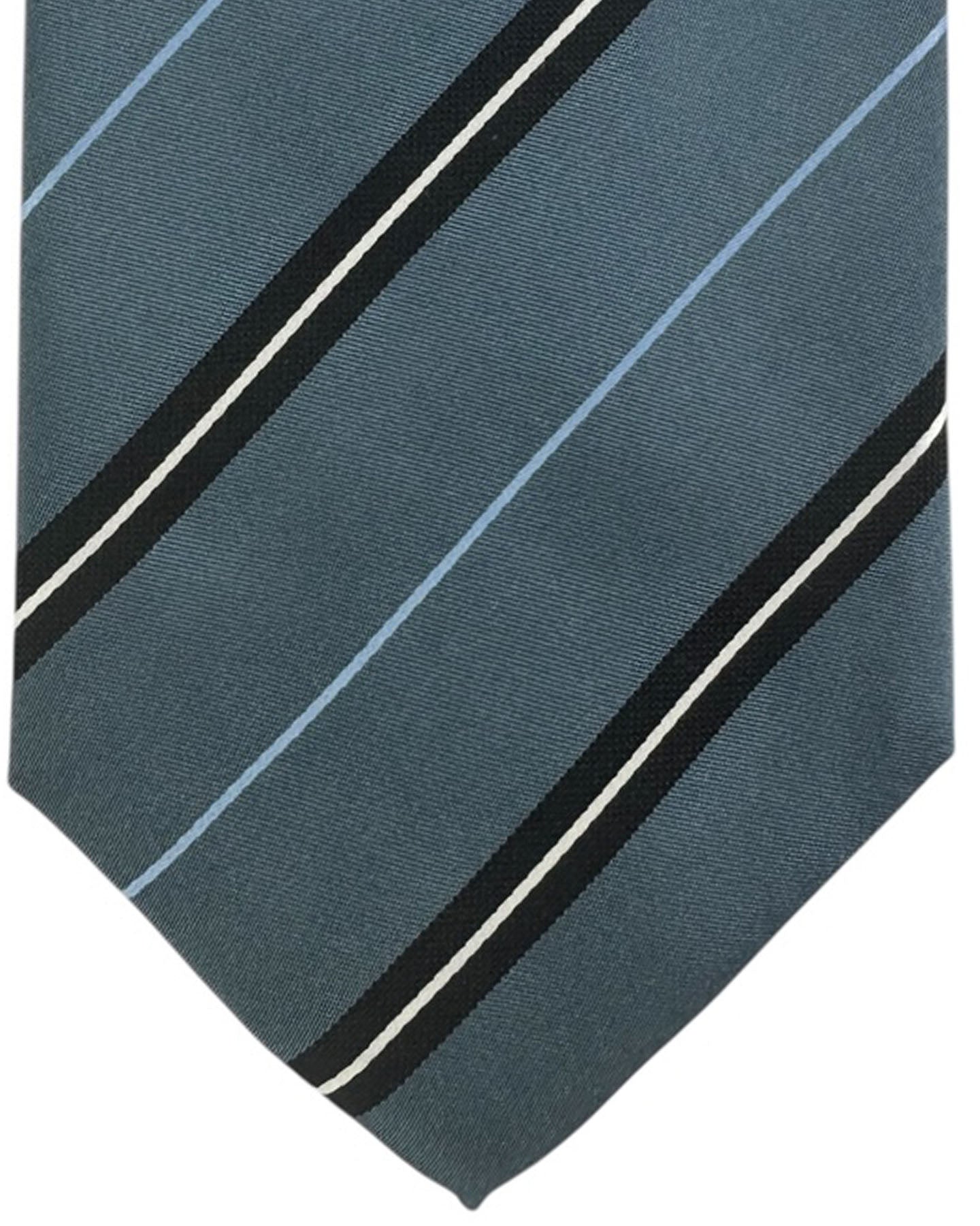 Cesare Attolini Silk Tie Gray Stripes