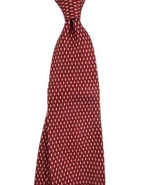Cesare Attolini Tie Red With Silver Oval Dot Pattern