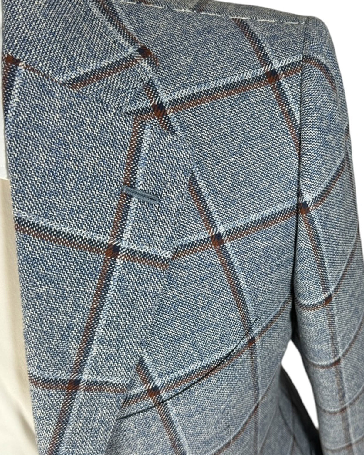 Cesare Attolini Sport Coat Blue Windowpane Wool Silk EU 54/ US 44 SALE