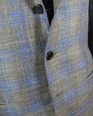 Cesare Attolini Sport Coat Brown Midnight Blue Plaid Blazer EU 50/ US 40