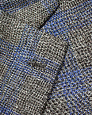 Cesare Attolini Sport Coat Brown Midnight Blue Plaid Blazer EU 50/ US 40