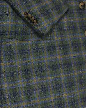 Cesare Attolini Sport Coat Green Plaid Cashmere Silk Blazer EU 48/ US 38