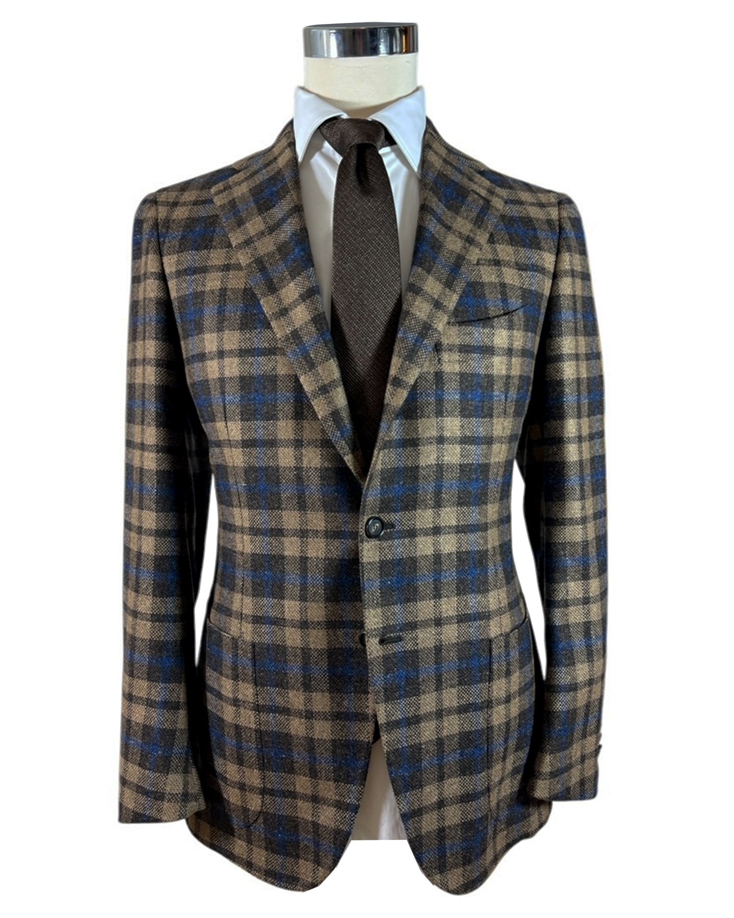 Cesare Attolini Cashmere Sport Coat Brown Plaid 