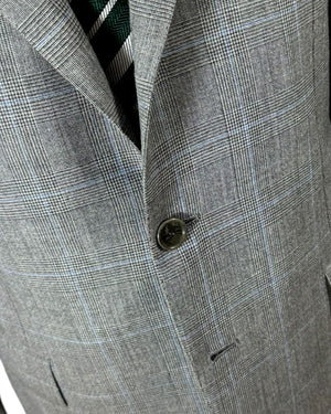 Cesare Attolini Suit Gray Blue Plaid EU 54/ US 44