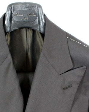  Brown Double Breasted Peak Lapel Men Suit