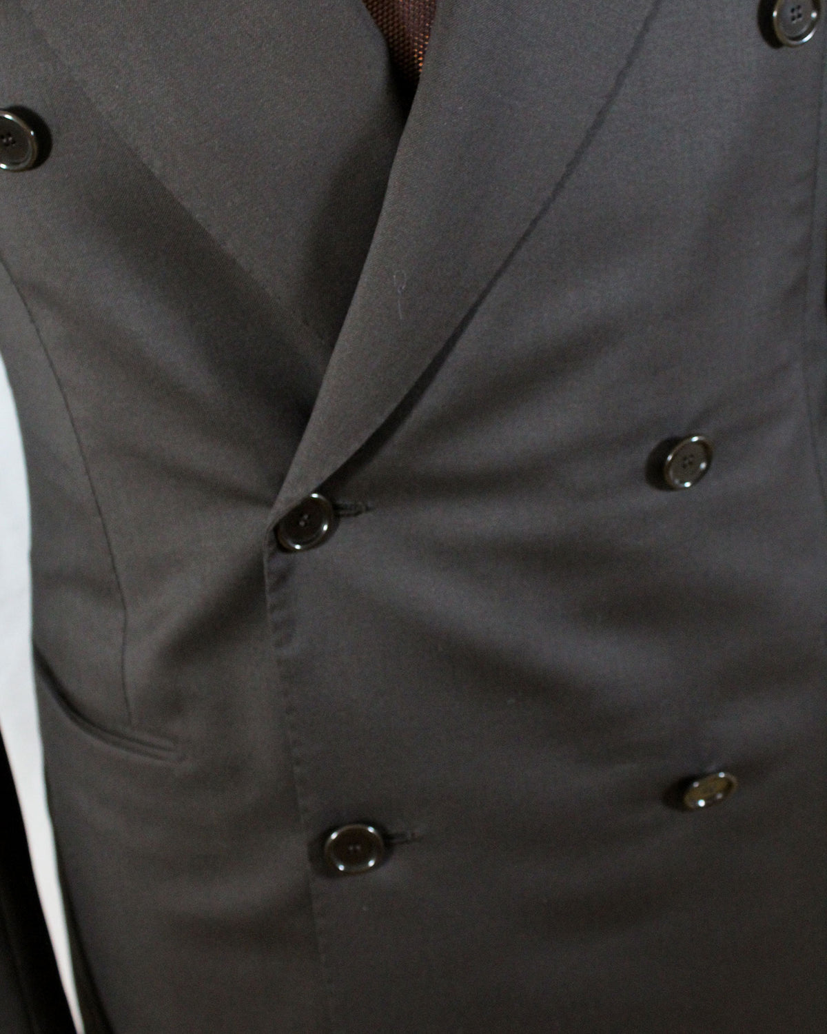 Cesare Attolini Suit Dark Brown Double Breasted Peak Lapel 