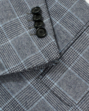 Cesare Attolini Wool Suit Gray Blue Plaid EU 50/ US 40