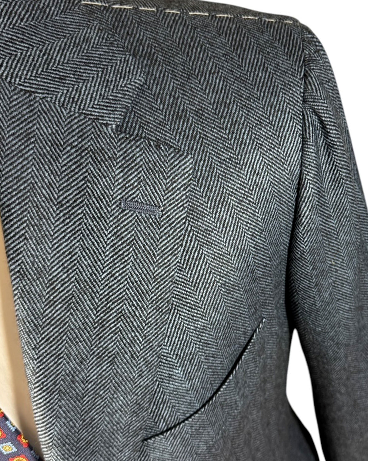 Cesare Attolini Sport Coat Dark Blue Herringbone Cashmere EU 54/ US 44