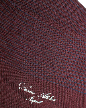 Cesare Attolini Socks Maroon Gray Stripes
