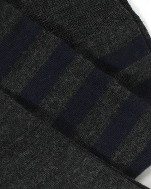 Cesare Attolini Cashmere Socks US 12 - EUR 46 Dark Blue Gray Stripes - Over The Calf