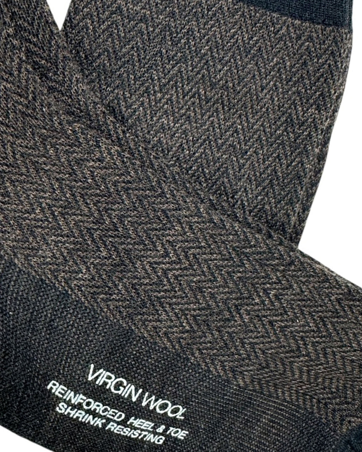 Cesare Attolini Wool Socks Brown Black Mini Herringbone US 11 - EUR 44 Over The Calf SALE