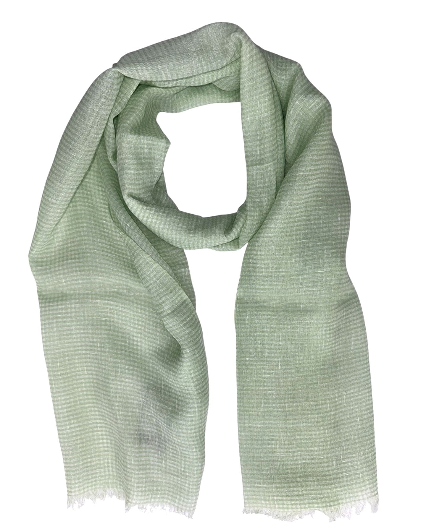 Cesare Attolini Scarf White Green Mini Check - Linen Cashmere Silk