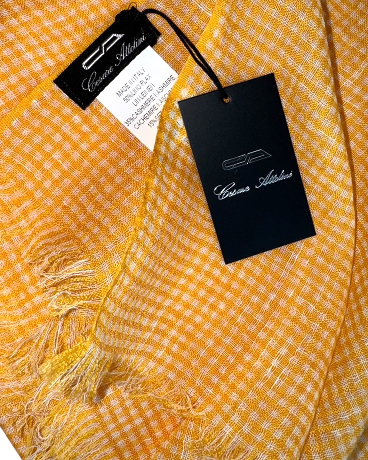 Cesare Attolini Scarf Mini Check - Linen Cashmere Silk